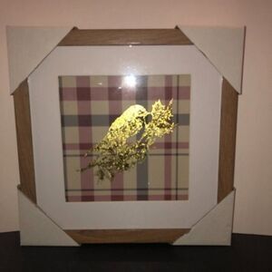 New! Gold Bird Etched Glass Framed Art